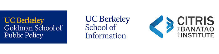 Logos for the Goldman School of Public Policy, School of Information, and CITRIS